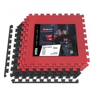 Podložka puzzle EVA 1cm čierno/červená - 6 ks