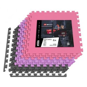 Ochranná podložka Puzzle 1cm - 9 ks šedo/fialovo/ružová